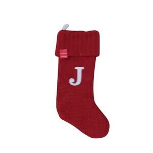 Wondershop Christmas Holiday Red Thick Knit Stocking Monogram Letter J NWT